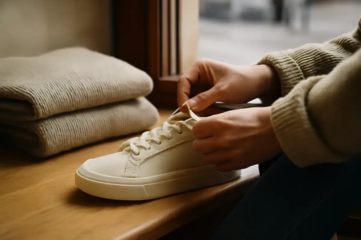 De 'pudding'-sneaker van Tamaris oogt elegant en luxueus